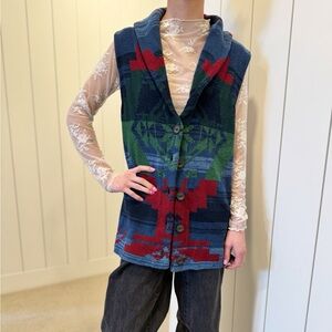 Chaps Denim Southwestern Western Knit Vest - Tribal Pattern - Large